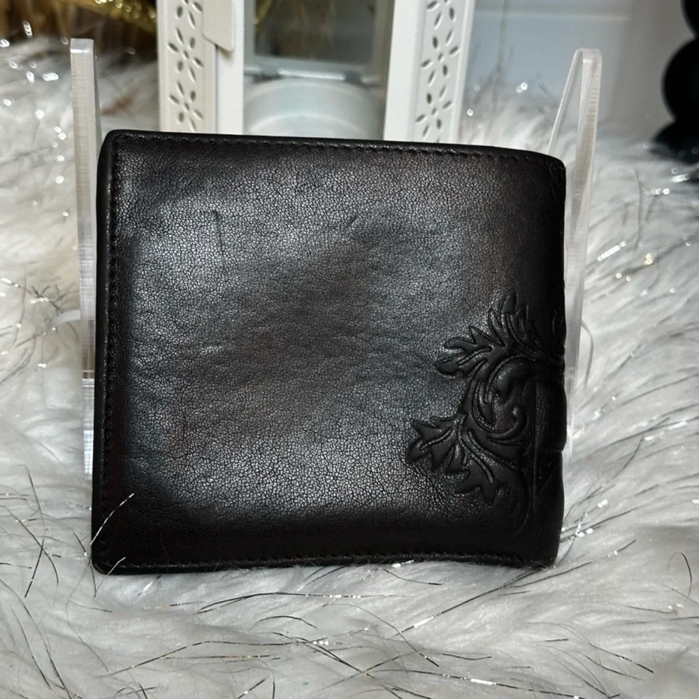 Bally RARE Switzerland Embossed Crest Leather Bifold Wallet – Dark Brown